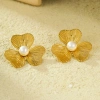 Wholesale of versatile European and American inS-style petal-shaped, pearl-inlaid stainless steel, 18K gold-plated stud earrings and other fashionable accessories for cross-border purchase details Picture